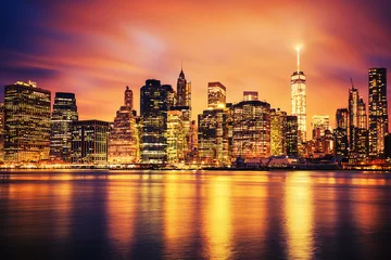 Gordijnen New York City Manhattan midtown bij zonsondergang © Frédéric Prochasson