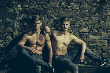 Young sensual twin brothers
