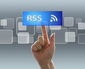 ボタンを押す男性の手（RSS）