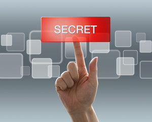 ボタンを押す男性の手（秘密）