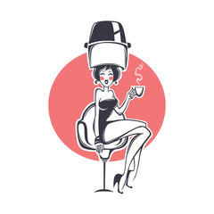 sexy client in hairdresser salon, vector illustration