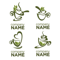 herbal green tea, vector collection of logo, symbols and emblems