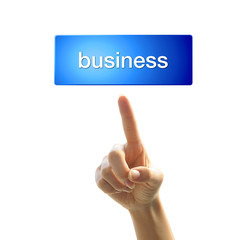 ボタンを押す女性の手（ビジネス）