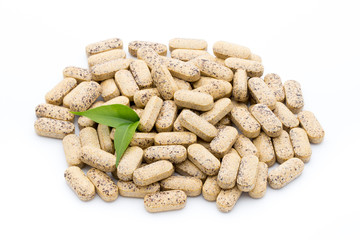 Alternative Medicine. Vitamin capsules. Homeopathic supplement.