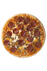 top view of pepperoni pizza.