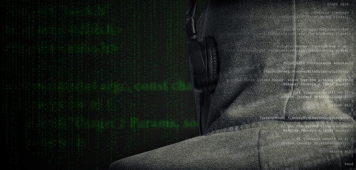 hooded anonymous computer hacker - obrazy, fototapety, plakaty
