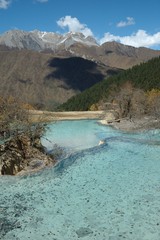 colorful ponds in Huanglong national park in Sichuan province, China