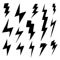 Set of simple lightning doodle, group of hand drawn objects