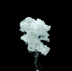 The clouds of paint in the dark water