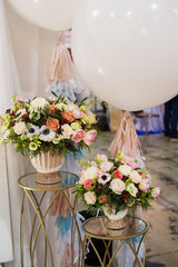 Beautiful decor of flowers for the wedding photo shoot