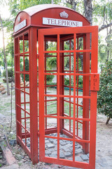 Fototapeta na wymiar Traditional old style UK red phone box