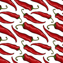 Seamless pattern with decorative chili peppers