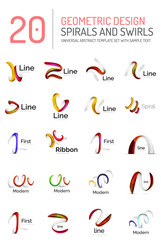 Logo collection, ribbon waves, swirls, spirals