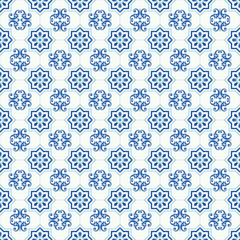 Traditional ornate portuguese tiles azulejos. Vintage seamless pattern. Abstract background. Vector illustration