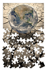 Global warming concept in puzzle shape - Photo composition with image from NASA
