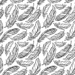 Fototapeta premium Seamless pattern with decorative feathers