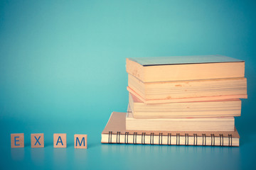 book stack with message 