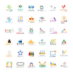 Children Icons Set - Isolated On White Background. Vector Illustration, Graphic Design. For Web, Websites, App