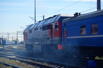 Fototapeta premium Locomotive train on rails