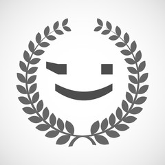 Isolated laurel wreath icon with  a wink text face emoticon