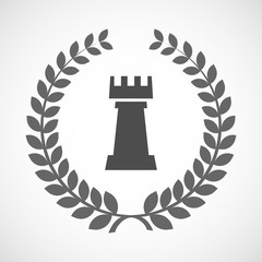 Isolated laurel wreath icon with a  rook   chess figure