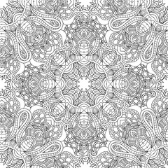 Coloring pages for adults.Decorative hand drawn doodle nature ornamental curl vector sketchy seamless pattern.