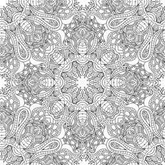 Coloring pages for adults.Decorative hand drawn doodle nature ornamental curl vector sketchy seamless pattern.