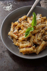 mushrooms pasta in bowl