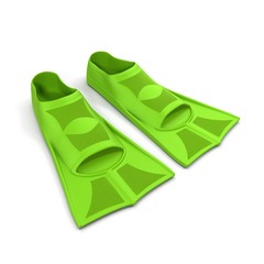 Snorkeling or Scuba Fins or flippers isolated on white. 3D illustration.