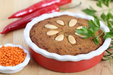 Paté with meat and vegetables.