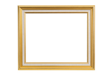 Antique golden frame isolated on white