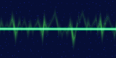 Sound waves oscillating glow, neon light.  Abstract technology background , vector illustration