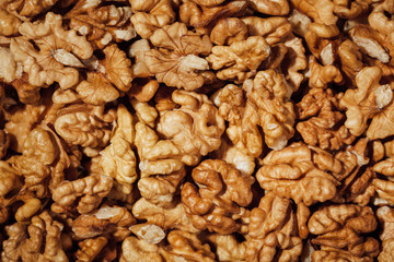 shelled walnuts background