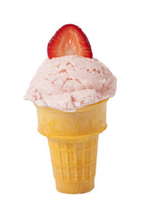 strawberry ice cream in cone