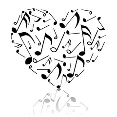 Heart of musical notes; romance melody in love; harmony of love; nice reflection; EPS10