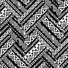 Black and white zig zag ethnic geometric aztec seamless pattern, vector