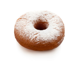 Donuts isolated on white background with icing sugar