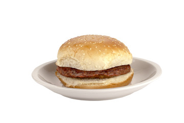 hamburger on a small plate