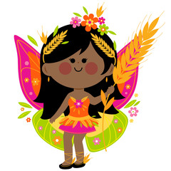 Summer fairy princess with butterfly wings. Vector illustration