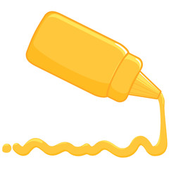 Mustard spilling from bottle. Vector illustration