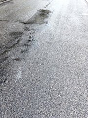 wet dark grey asphalt background