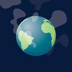 global warming illustration with warm world smoke vector graphic illustration