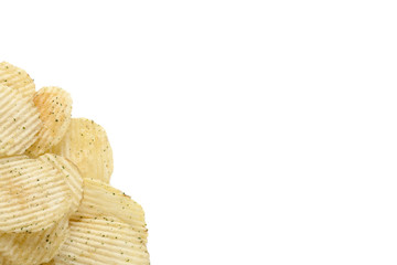cropped image of pile sour cream and onion flavored potato chips