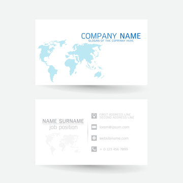 vector Modern simple light business card template with flat user