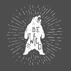 Obraz premium Bear vintage illustration with slogan