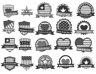 Made in the USA labels in gray colors