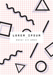 Retro 80s, 90s design for invitation, business card, poster or banner, Memphis style