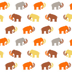 Seamless Pattern with Mammoth silhouettes