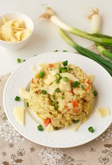 Millets with vegetables, spring onion and cheese