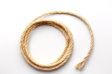 coiled rope on a white background close up